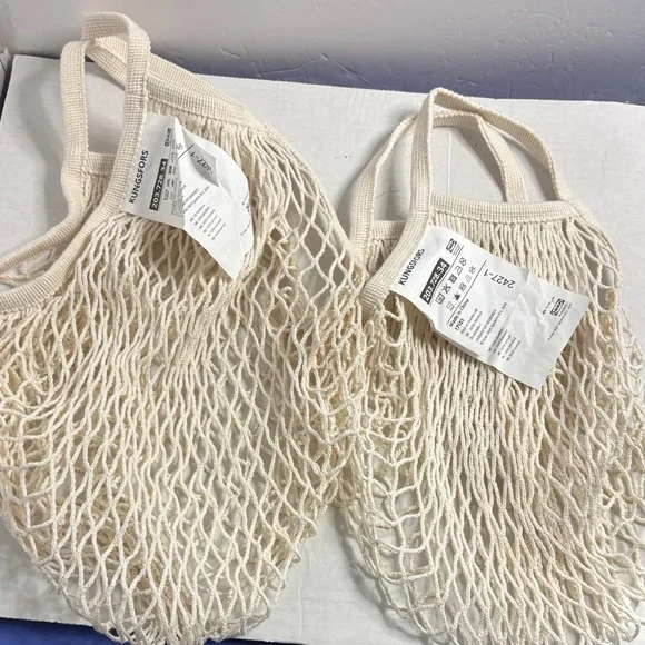 IKEA Beige Mesh Tote Bags Bundle Nwe - Picture 1 of 4